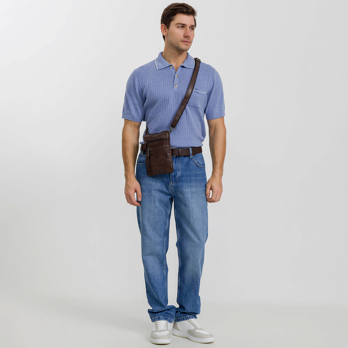 Сумка через плечо Dr.Koffer из натуральной кожи коричневая