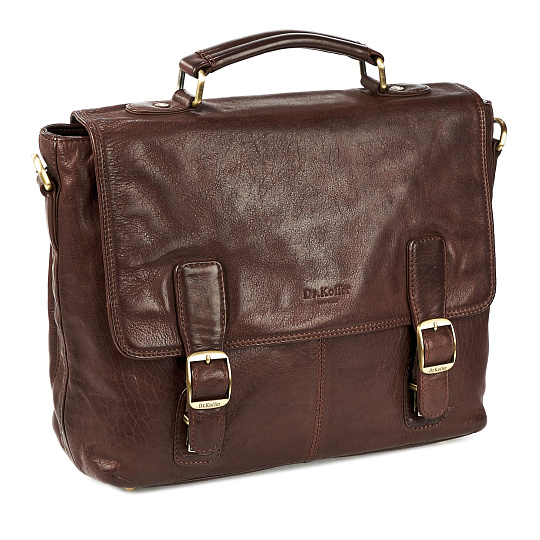 Портфель Dr.Koffer из натуральной кожи темно-коричневый