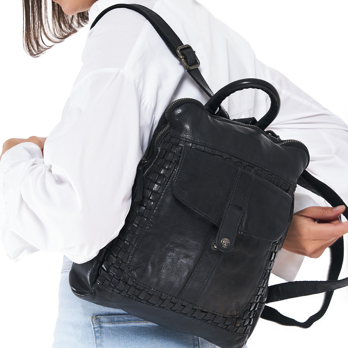 Рюкзак Dr.Koffer из натуральной кожи черный