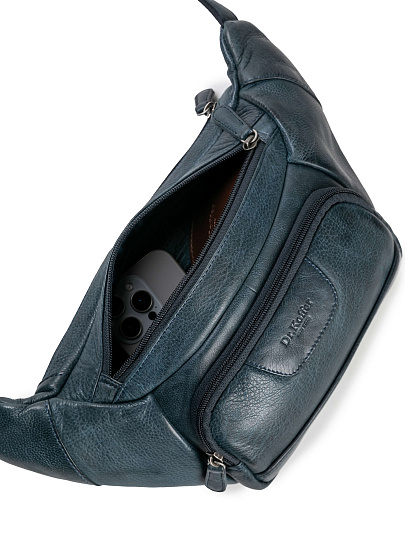 Сумка на пояс Dr. Koffer из натуральной кожи синяя