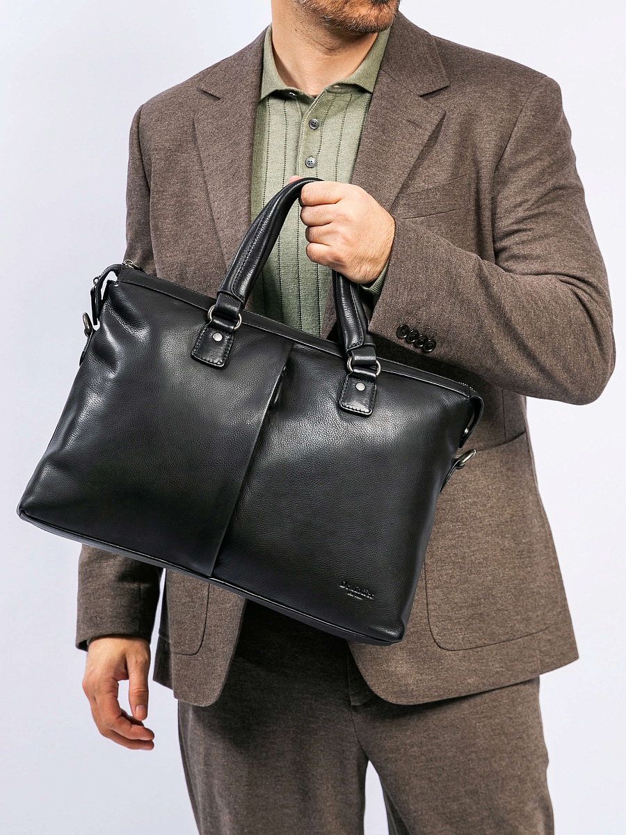 Деловая сумка Dr.Koffer из натуральной кожи черная