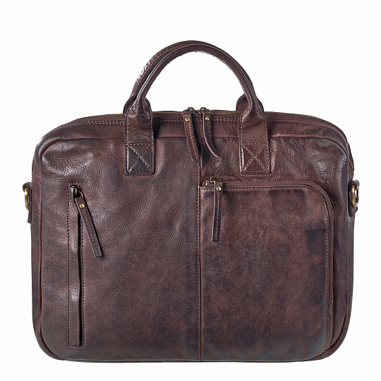Деловая сумка Dr.Koffer из натуральной кожи темно-коричневая