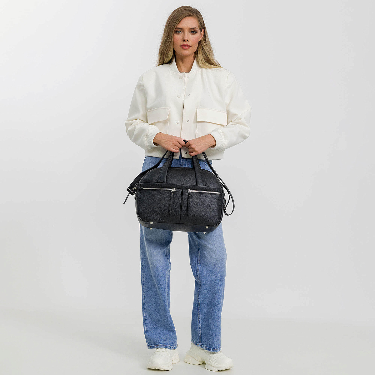 Сумка дорожная Dr.Koffer из натуральной кожи черная