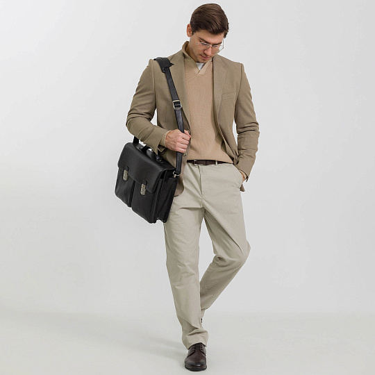 Портфель Dr.Koffer из натуральной кожи черный