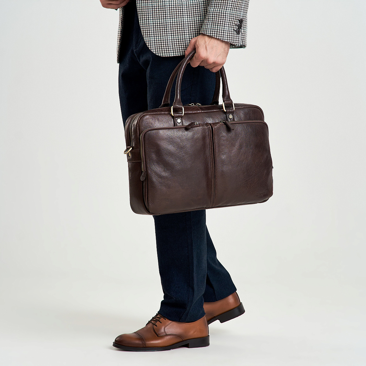 Деловая сумка Dr.Koffer из натуральной кожи темно-коричневая