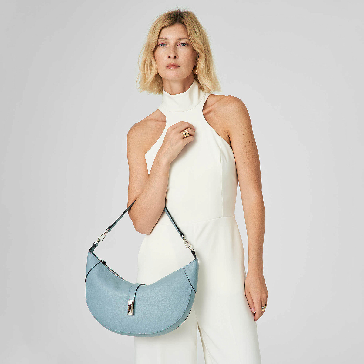 Женская сумка Dr. Koffer из натуральной кожи голубая