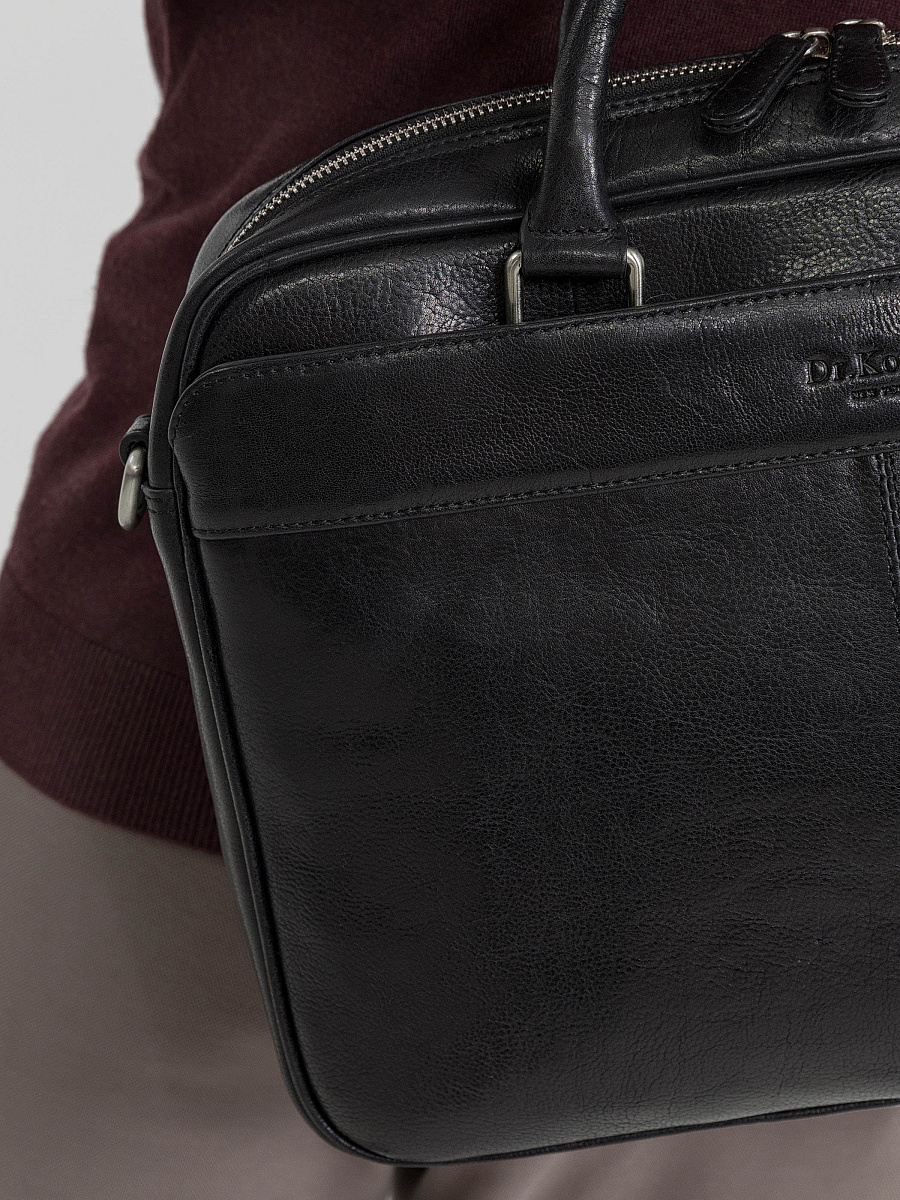 Деловая сумка Dr.Koffer из натуральной кожи черная