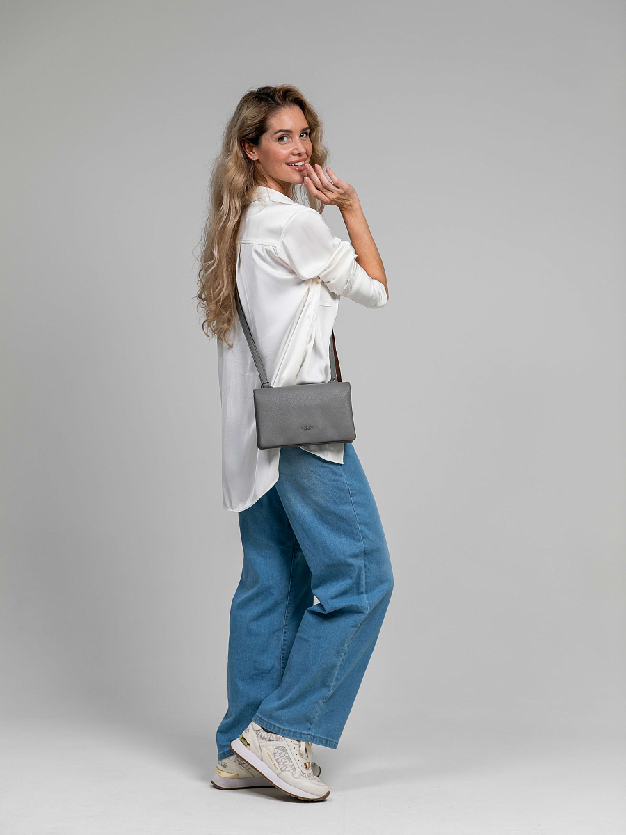 Сумка через плечо Dr.Koffer из натуральной кожи серая