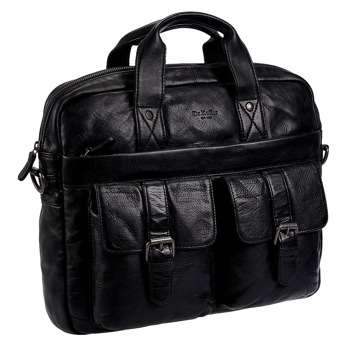 Деловая сумка Dr.Koffer из натуральной кожи черная