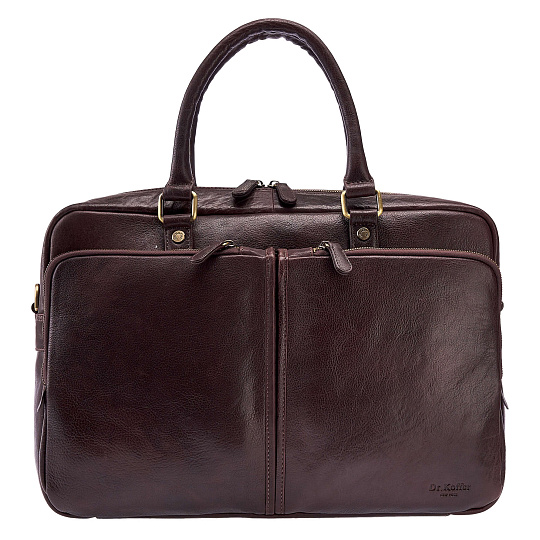 Деловая сумка Dr.Koffer из натуральной кожи темно-коричневая