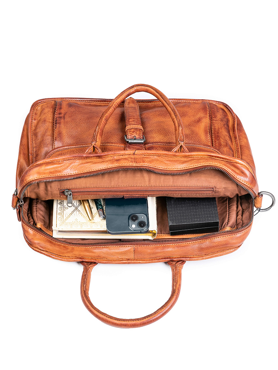 Деловая сумка Dr.Koffer из натуральной кожи коричневая