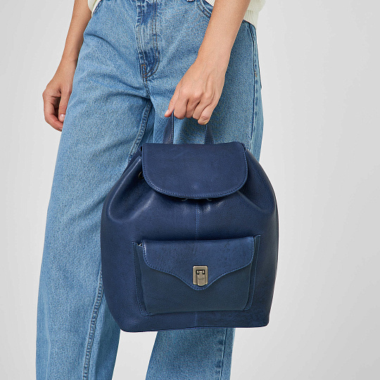 Рюкзак Dr.Koffer из натуральной кожи синий