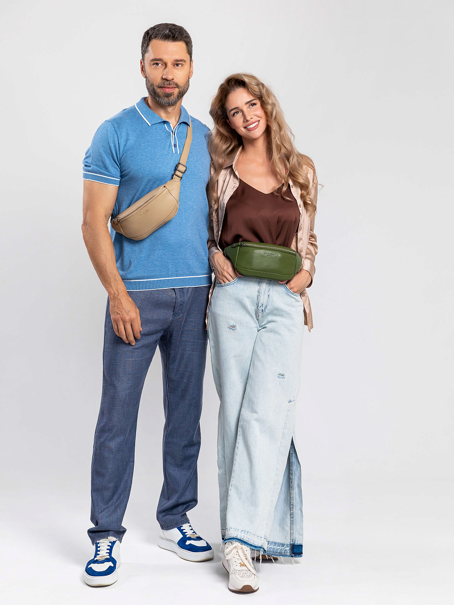 Сумка на пояс Dr. Koffer из натуральной кожи зеленая