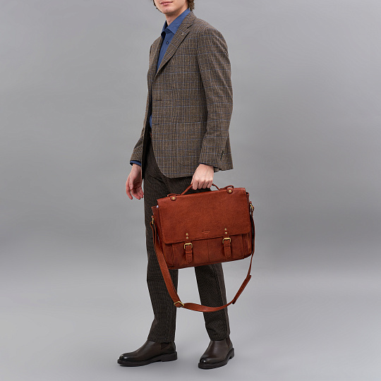 Портфель Dr.Koffer из натуральной кожи светло-коричневый