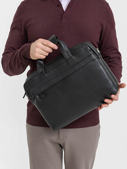 Деловая сумка Dr.Koffer из натуральной кожи черная