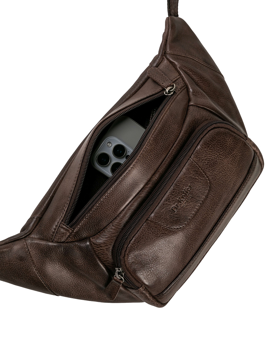 Сумка на пояс Dr. Koffer из натуральной кожи коричневая