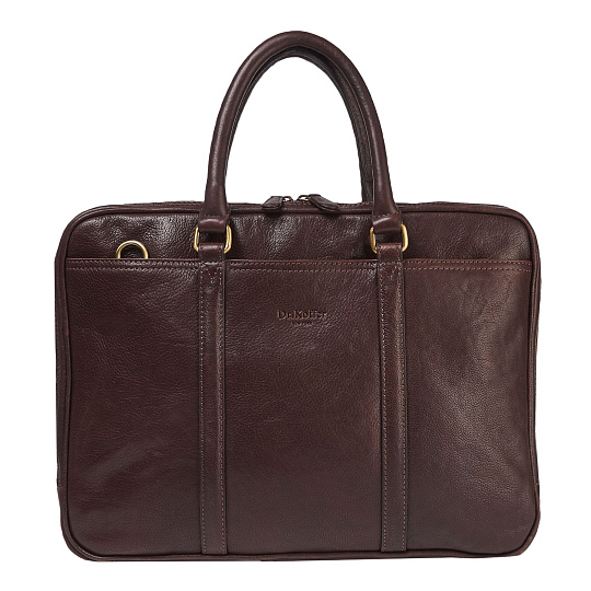 Деловая сумка Dr.Koffer из натуральной кожи темно-коричневая