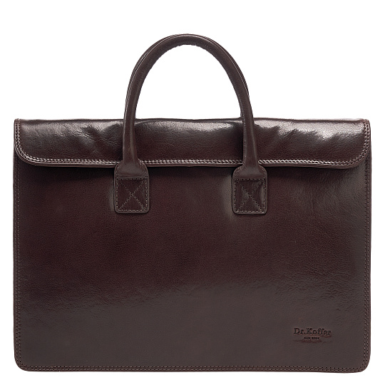 Деловая сумка Dr.Koffer из натуральной кожи темно-коричневая