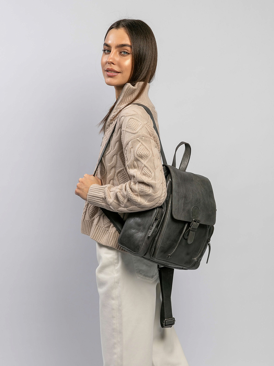 Рюкзак Dr.Koffer из натуральной кожи серый