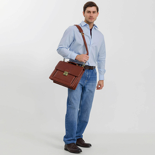 Портфель Dr.Koffer из натуральной кожи светло-коричневый