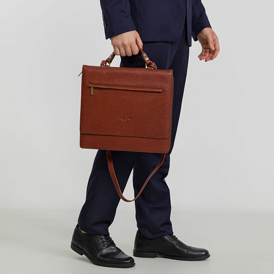 Деловая сумка Dr.Koffer из натуральной кожи коричневая