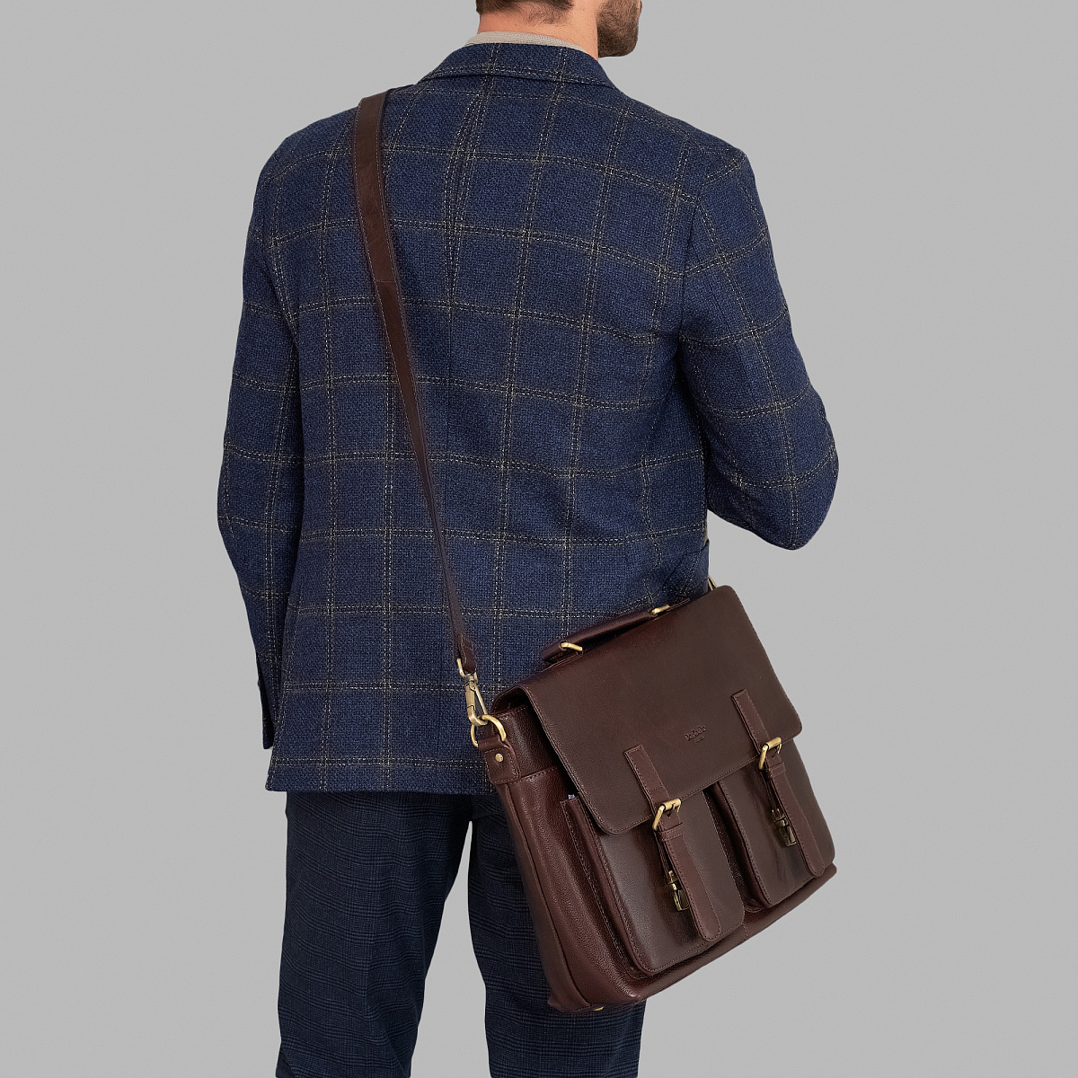 Портфель Dr.Koffer из натуральной кожи темно-коричневый