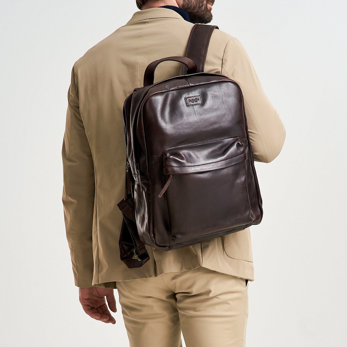 Рюкзак Dr.Koffer из натуральной кожи темно-коричневый