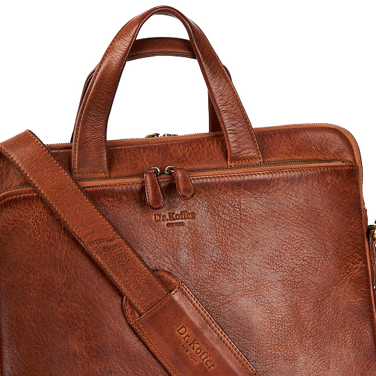 Деловая сумка Dr.Koffer из натуральной кожи коричневая