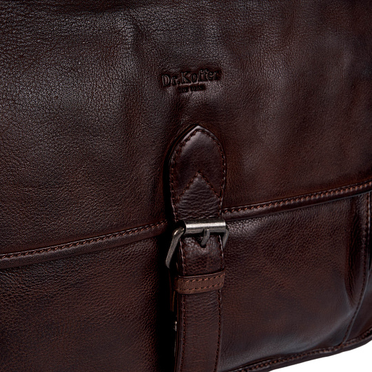 Деловая сумка Dr.Koffer из натуральной кожи темно-коричневая