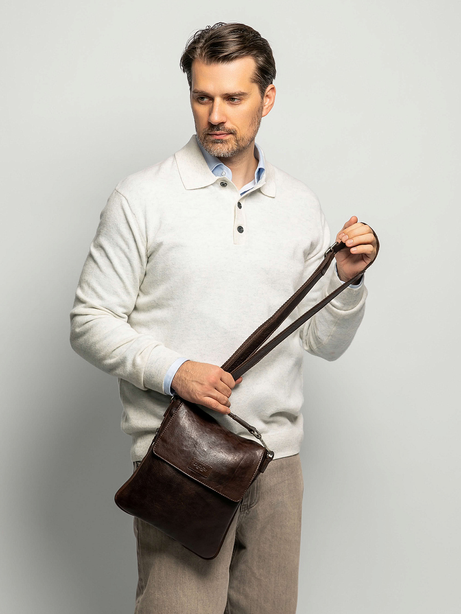 Сумка через плечо Dr.Koffer из натуральной кожи коричневая