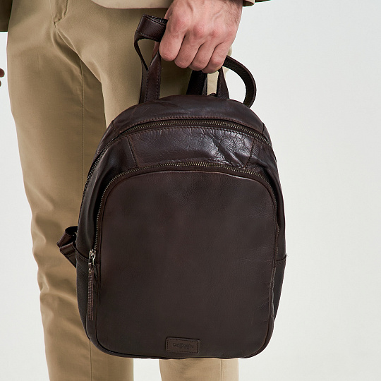 Рюкзак Dr.Koffer из натуральной кожи темно-коричневый