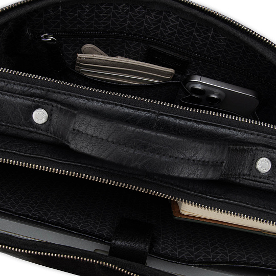 Деловая сумка Dr. Koffer из натуральной кожи черная