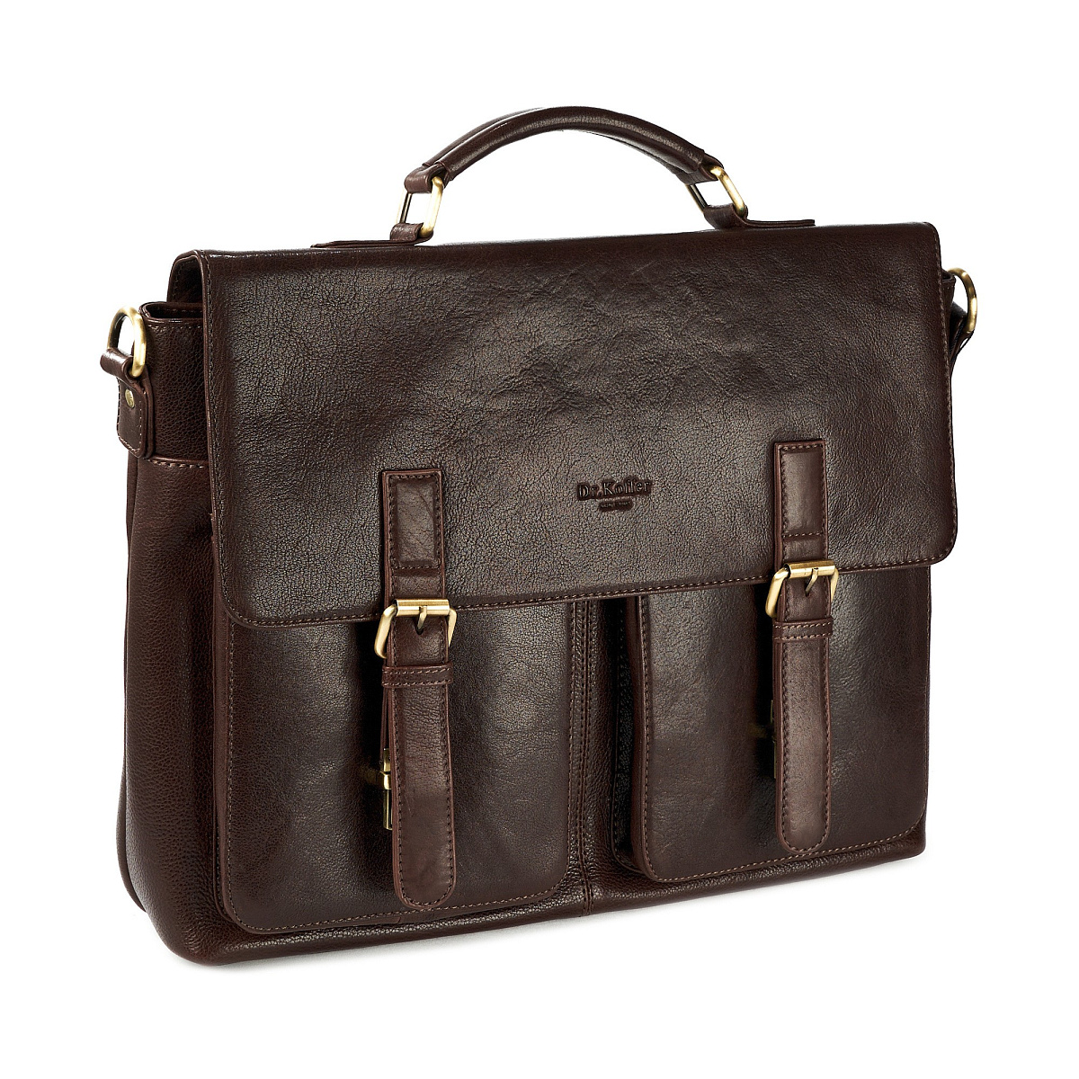 Портфель Dr.Koffer из натуральной кожи темно-коричневый
