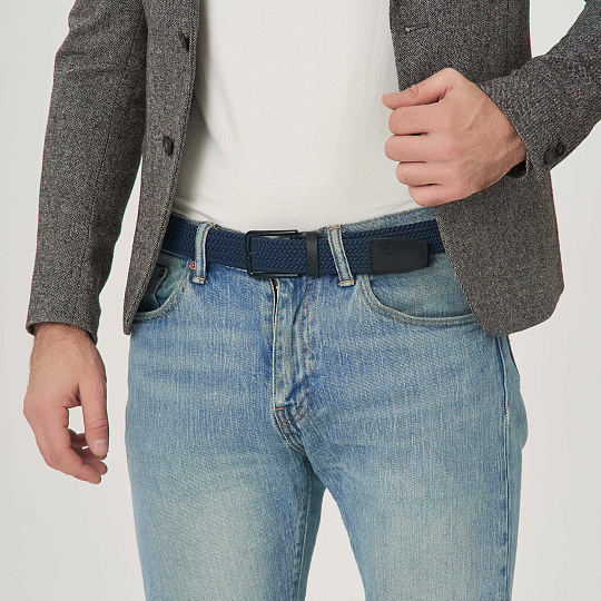 Ремень Dr.Koffer из натуральной кожи и текстиля синий