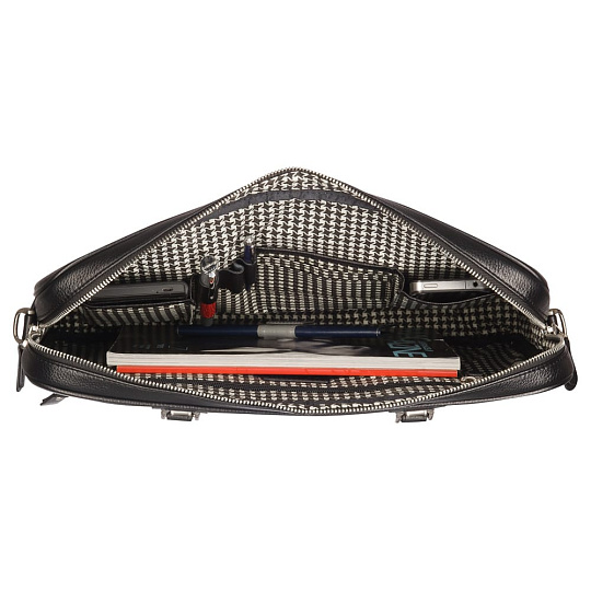 Черная кожаная сумка для документов с двумя ручками Dr.Koffer M402599-220-04