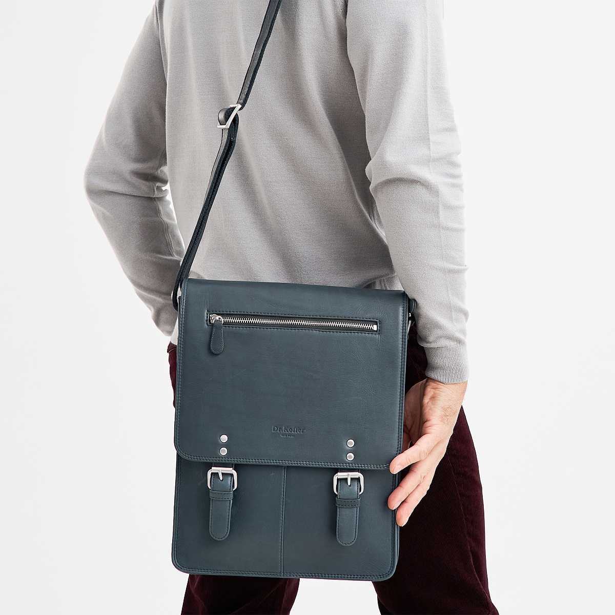 Сумка через плечо Dr.Koffer из натуральной кожи синяя