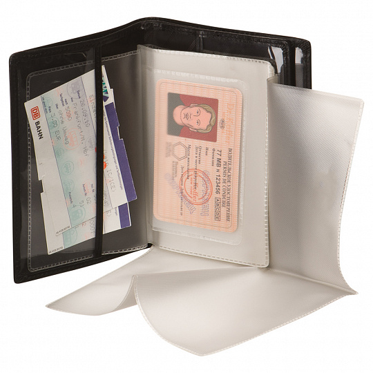 Обложка для паспорта и автодокументов черного цвета Dr.Koffer X510137-143-04