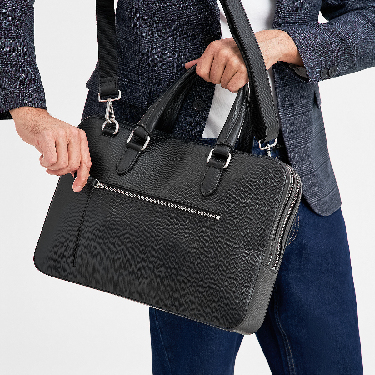 Деловая сумка Dr.Koffer из натуральной кожи черная