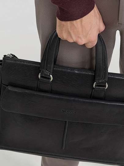 Деловая сумка Dr.Koffer из натуральной кожи черная