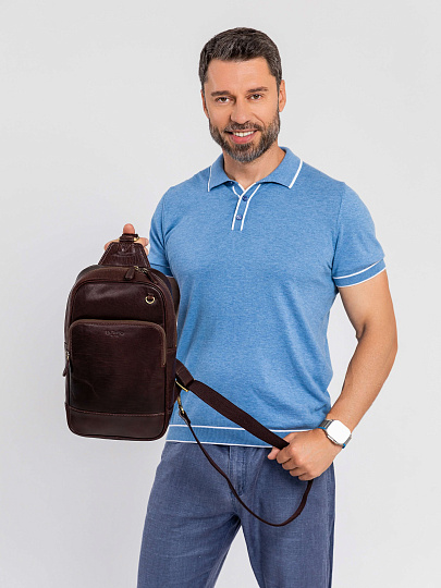 Рюкзак Dr.Koffer из натуральной кожи темно-коричневый