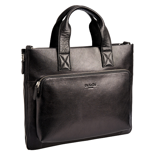 Деловая сумка Dr.Koffer из натуральной кожи черная