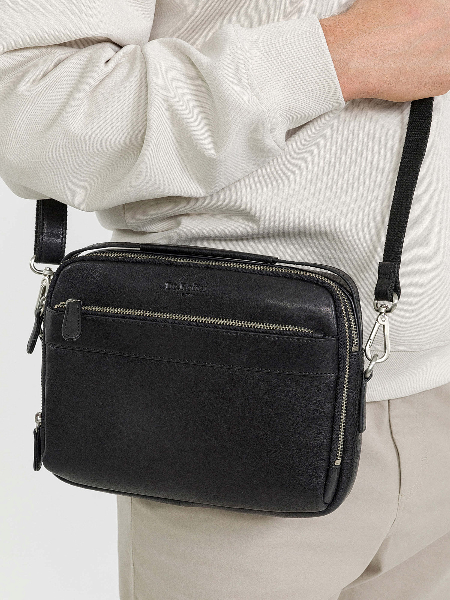 Сумка через плечо Dr.Koffer из натуральной кожи черная