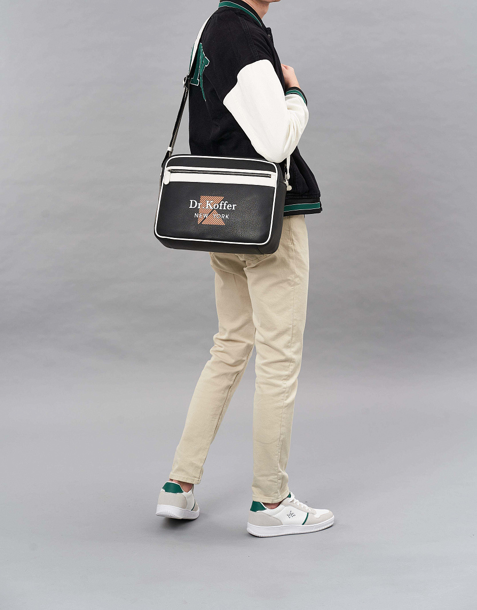 Сумка через плечо Dr.Koffer из натуральной кожи черная