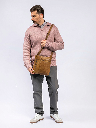 Сумка через плечо Dr. Koffer из натуральной кожи коричневая