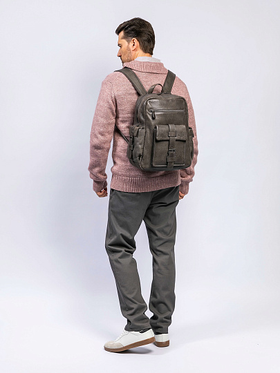 Рюкзак Dr. Koffer из натуральной кожи серый