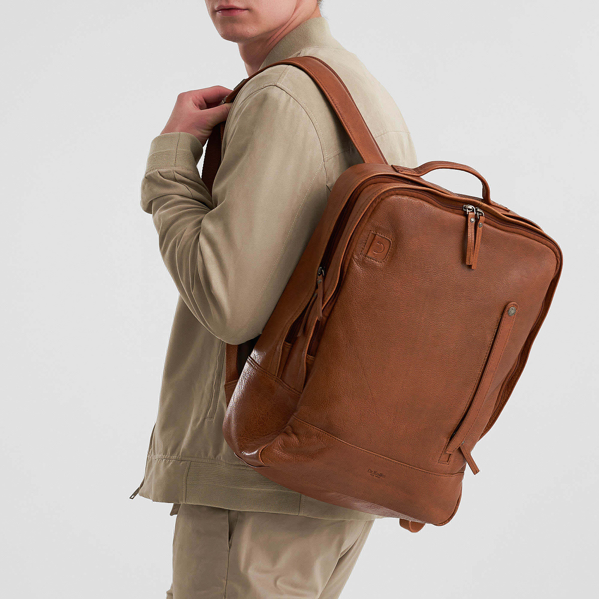 Рюкзак Dr.Koffer из натуральной кожи светло-коричневый