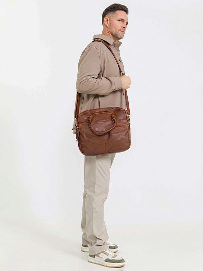 Деловая сумка Dr.Koffer из натуральной кожи коричневая