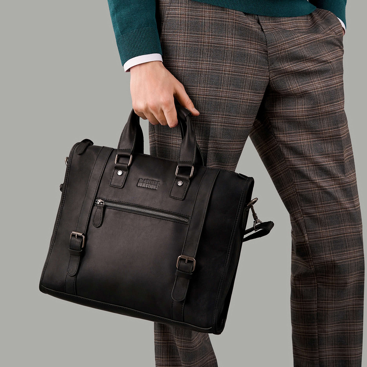 Деловая сумка Dr.Koffer из натуральной кожи черная