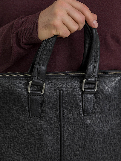 Деловая сумка Dr.Koffer из натуральной кожи черная