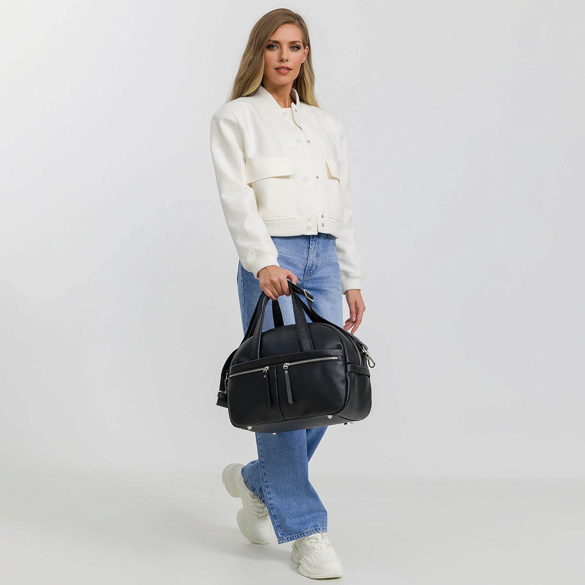 Сумка дорожная Dr.Koffer из натуральной кожи черная